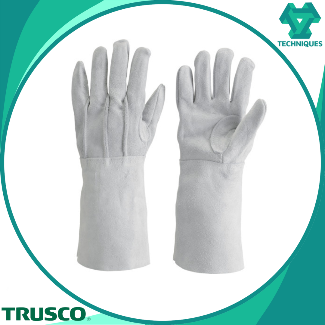 TRUSCO Cowhide Leather Gloves, Long Sleeves with Pads, One Size Fits All